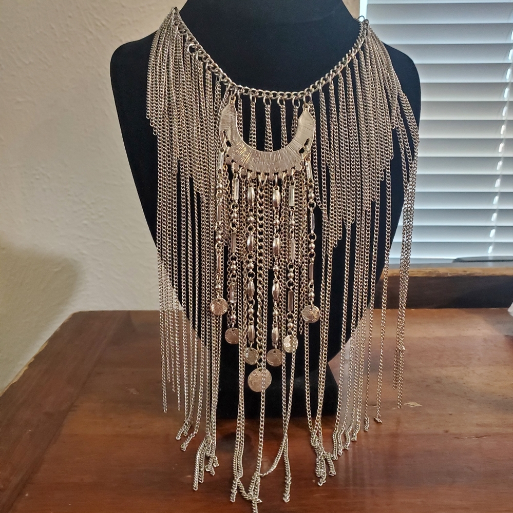 Very Large Silver Statement Necklace - image 1